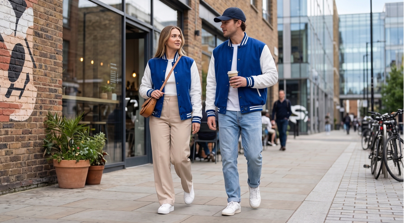 Wool Baseball Jackets With Leather Sleeves