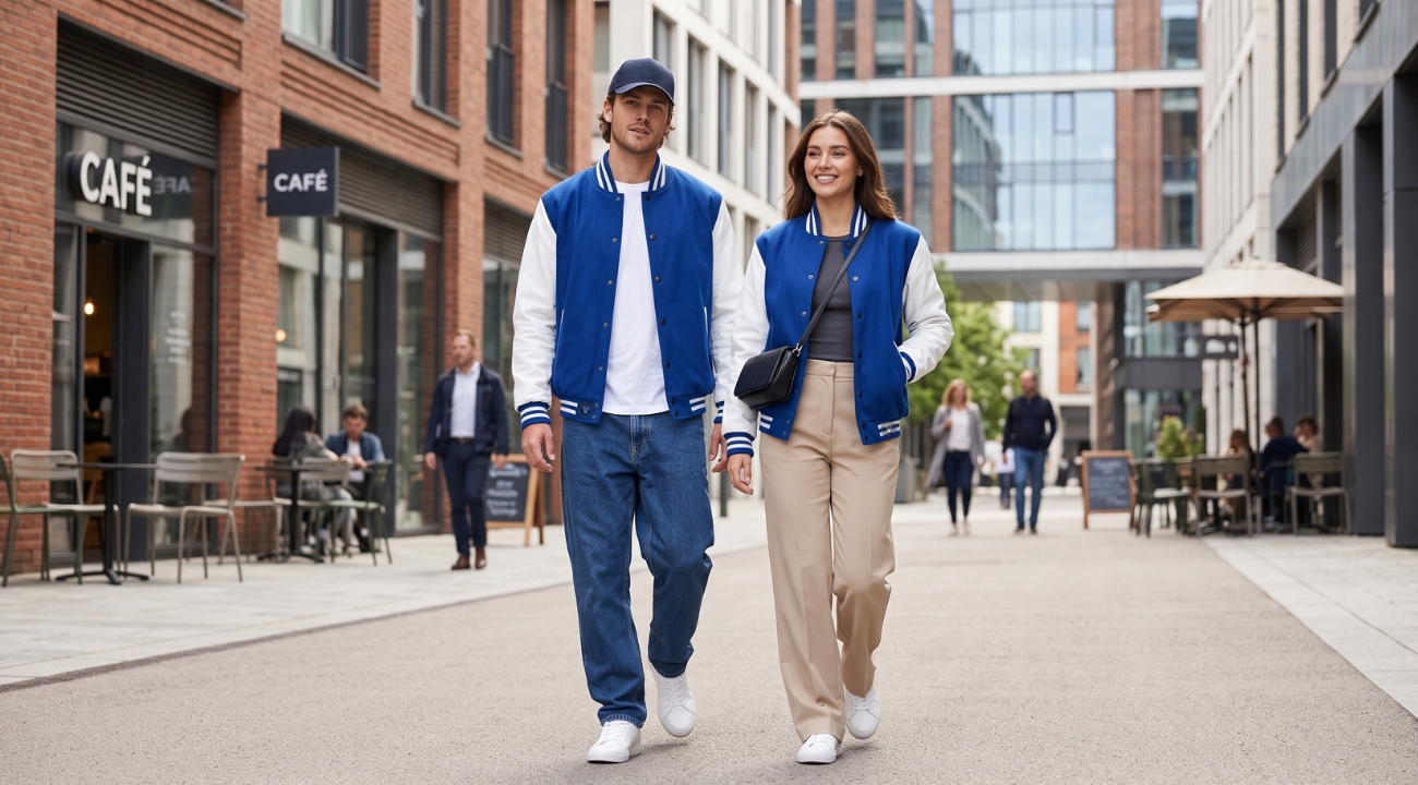 Wool Baseball Jackets With Leather Sleeves