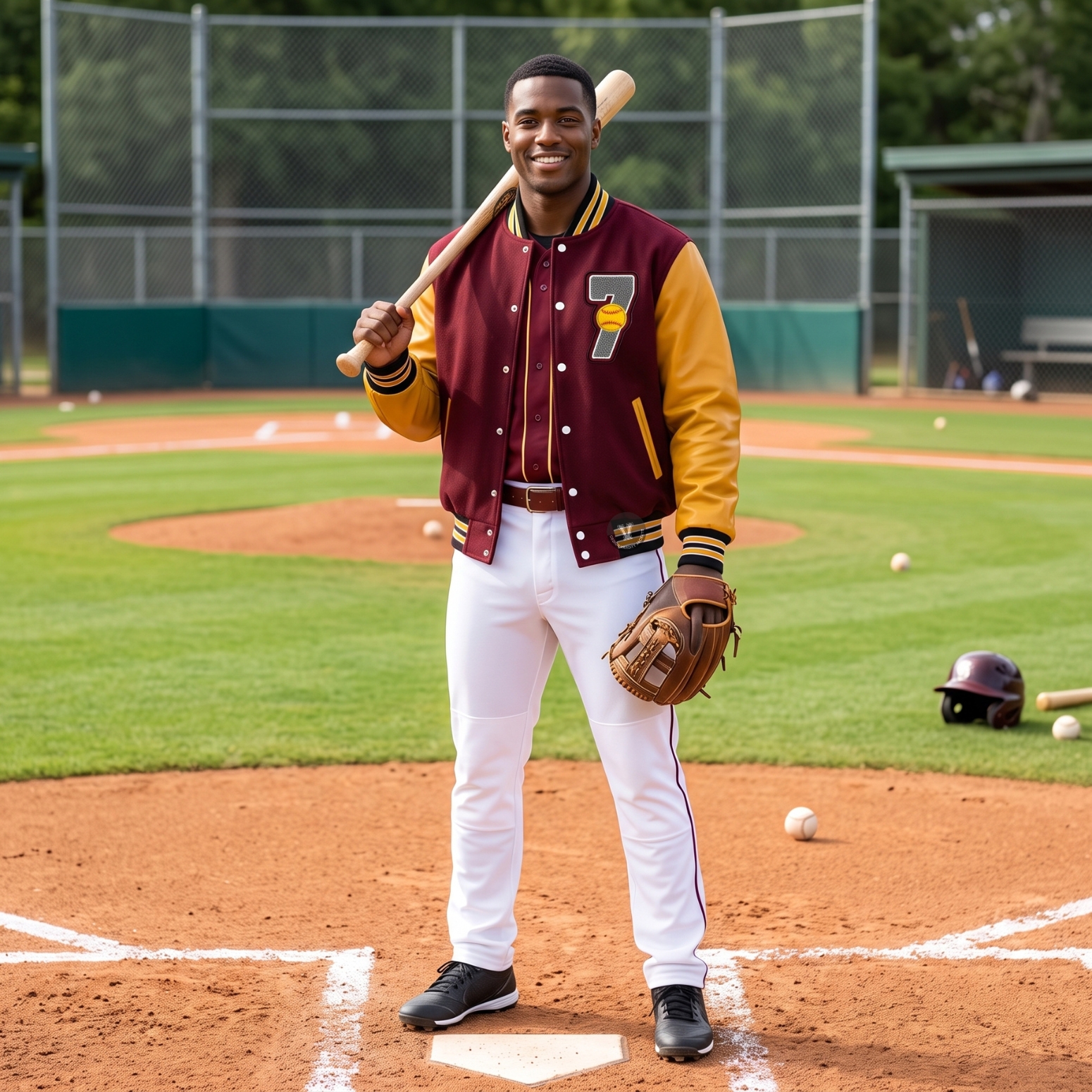 Mahroon Gold Baseball Jackets